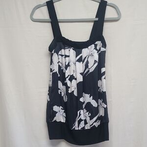 White House Black Market Floral Silk Blouse XS